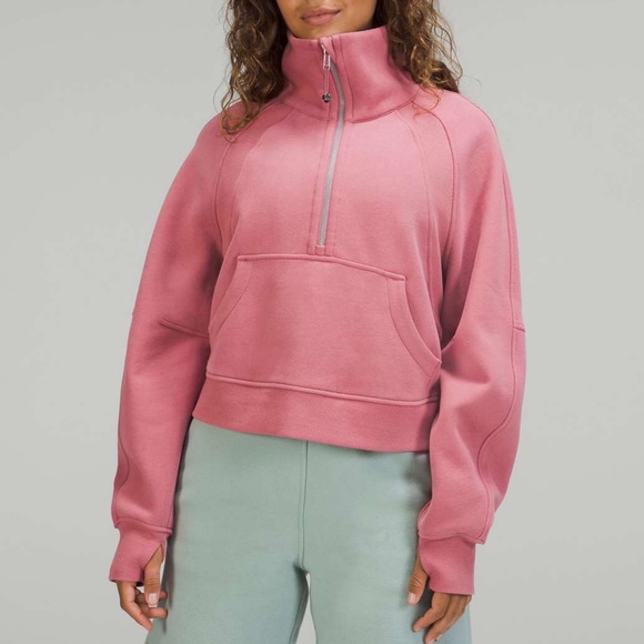 lululemon athletica Tops - Lululemon Scuba Oversized Funnel Neck Half Zip Brier Rose XS/S